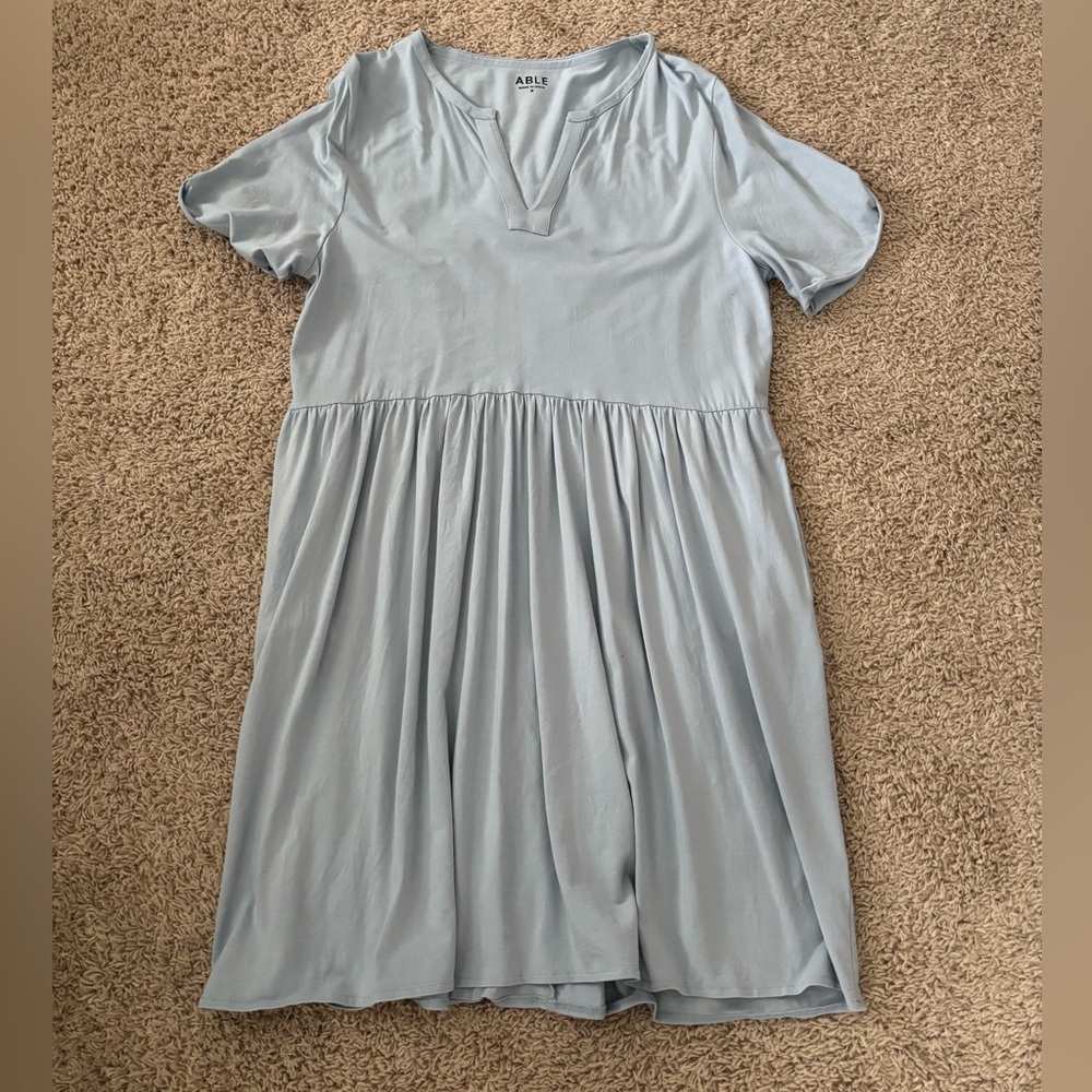 ABLE Split Neck Light Blue dress
